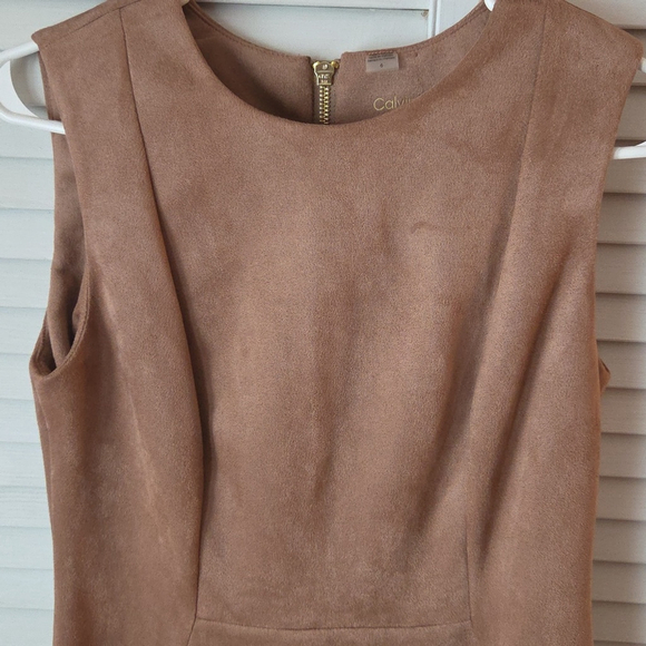 Calvin Klein Tan Suede Midi Dress - Picture 3 of 14
